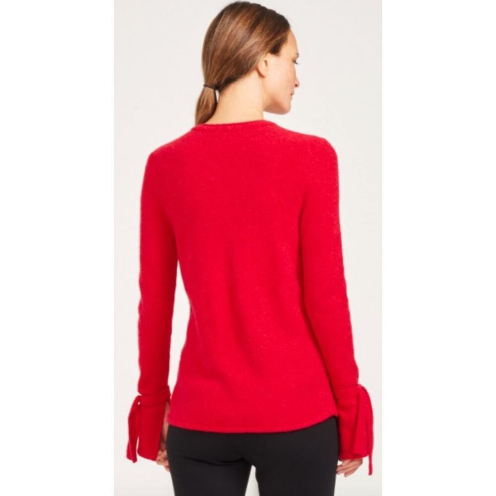 J. McLaughlin sz small red alpaca wool blend red bell sleeve tie soft sweater
